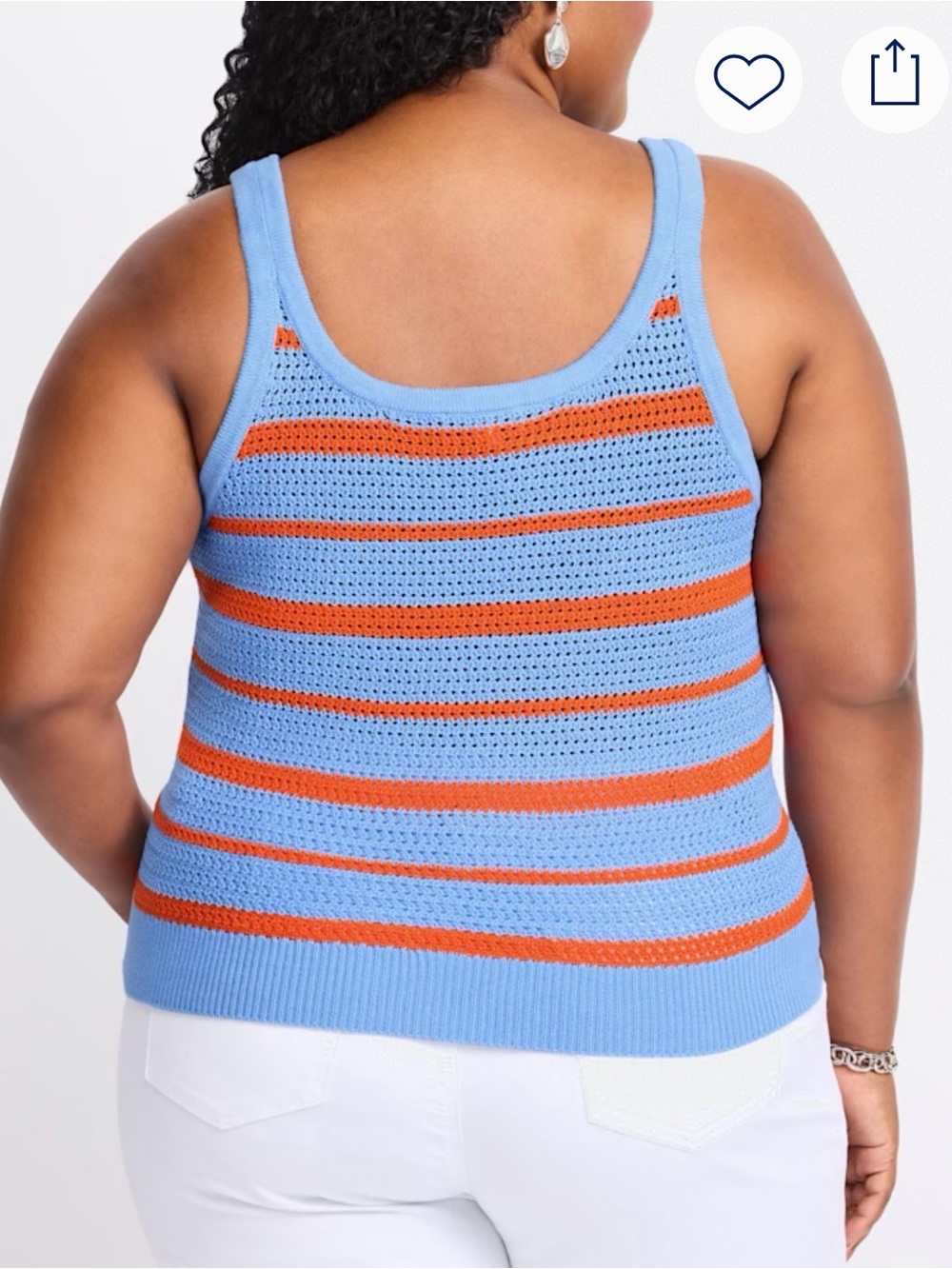 41 Hawthorn Light Blue & Orange Crochet Stripe Tank - Picture 3 of 6